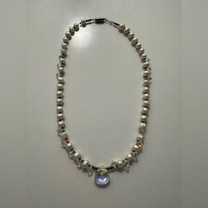 Freshwater Pearl/Iridescent Crystal Beaded Necklace
